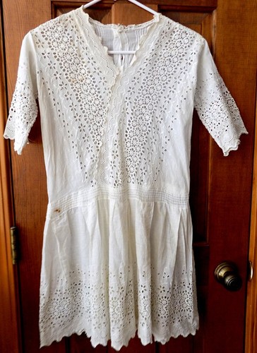 Antique girl white eyelet - antique,