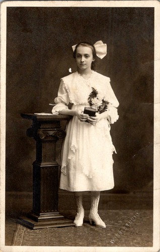 Girl white dress first - girl,